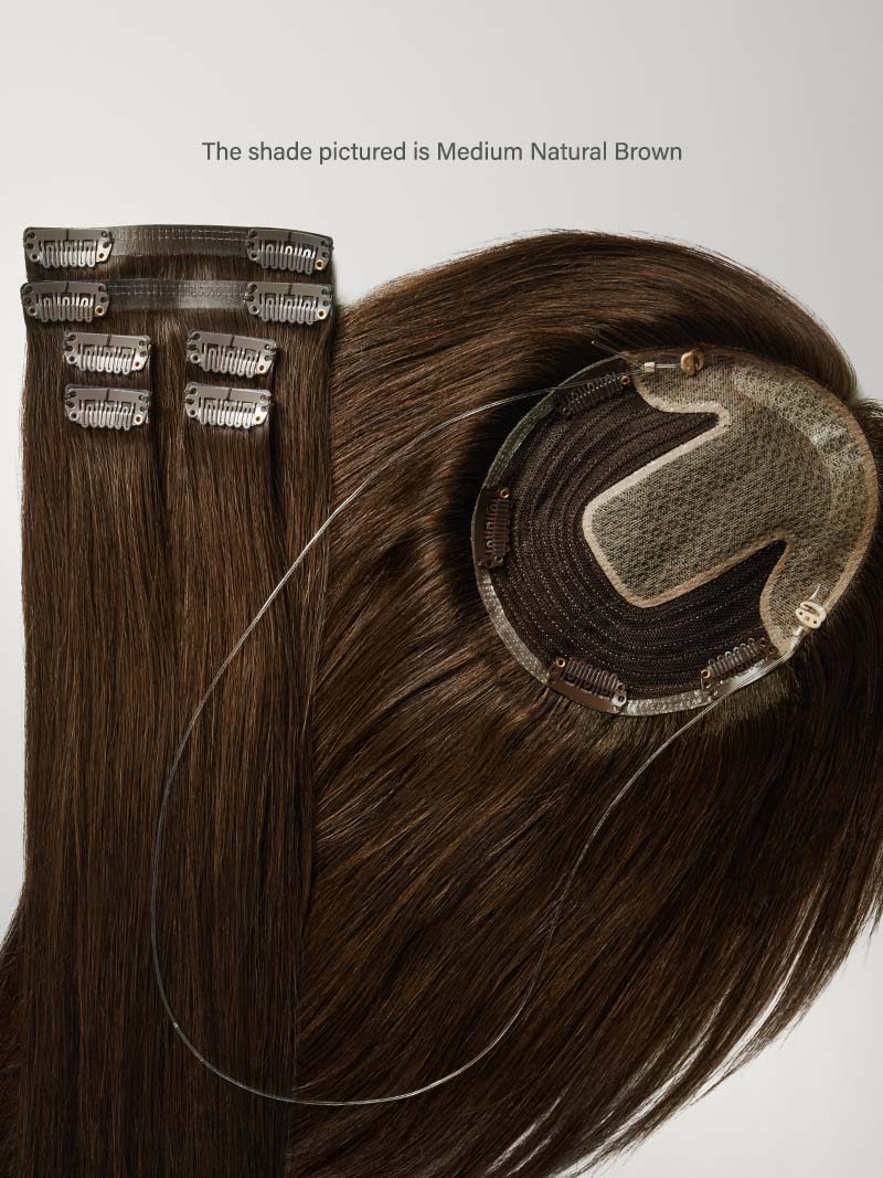 14" Dark Gray Hair Topper & 12” Thinning Hair Fill-Ins Bundle (115g)