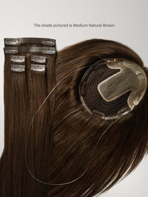14" Dark Gray Hair Topper & 12” Thinning Hair Fill-Ins Bundle (115g)