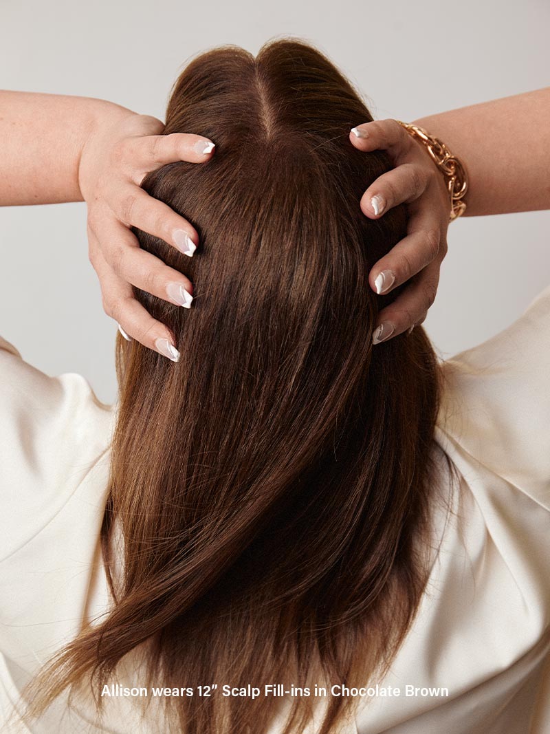 16" Chocolate Brown Balayage Scalp Hair Fill-Ins (40g)